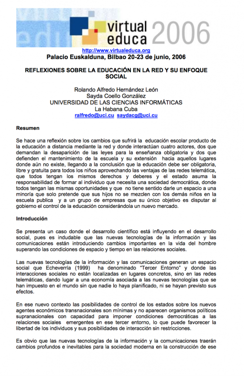 REFLEXIONES SOBRE LA EDUCACIÓN EN LA RED Y SU ENFOQUE SOCIAL | Portal Educativo de las Américas REFLEXIONES SOBRE LA EDUCACIÓN EN LA RED Y SU ENFOQUE SOCIAL | Portal Educativo de las Américas